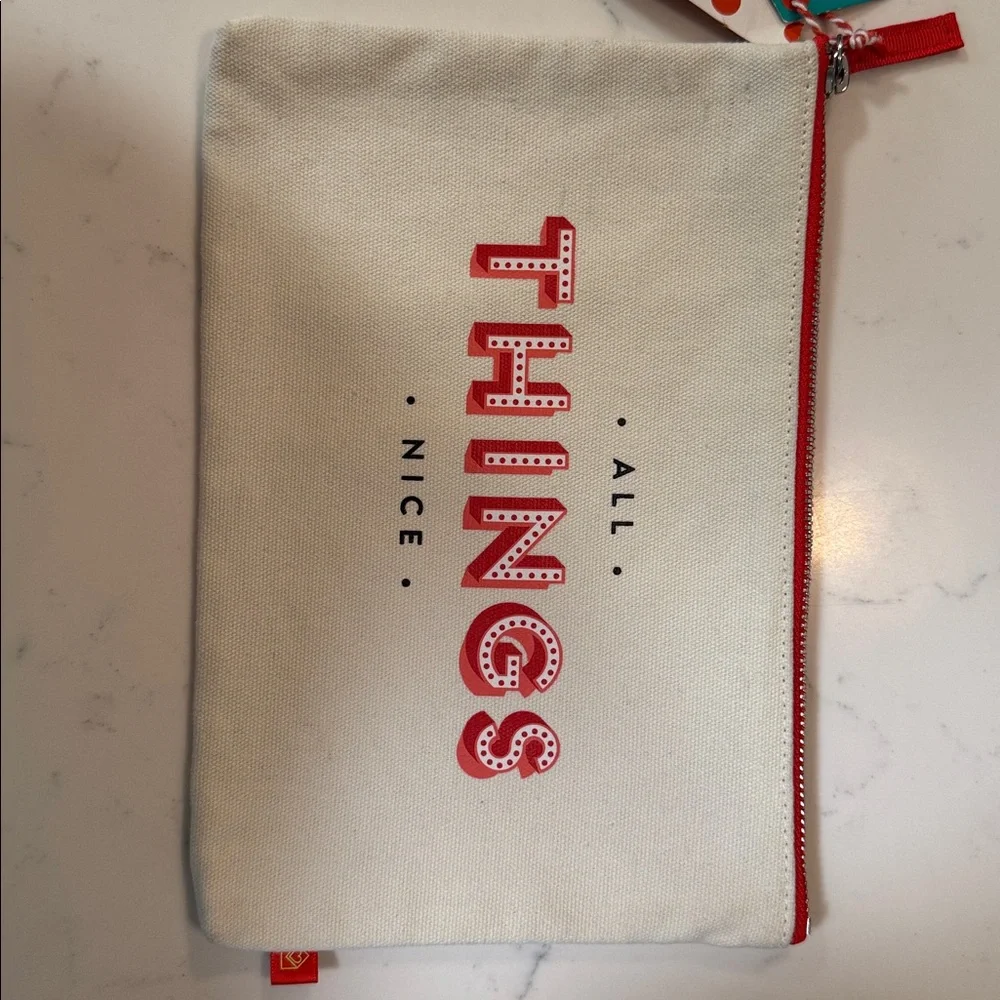 All Things Nice Makeup Organizer Pouch - Red and White